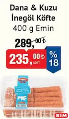 EMİN DANA &KUZU İNEGÖL KÖFTE 400 G fiyat ve kampanya bilgisi